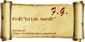 Fröhlich Gerő névjegykártya